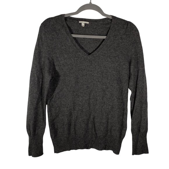 Halogen Womens L Charcoal Gray V-Neck Sweater 100% Cashmere light soft layering - Picture 1 of 8